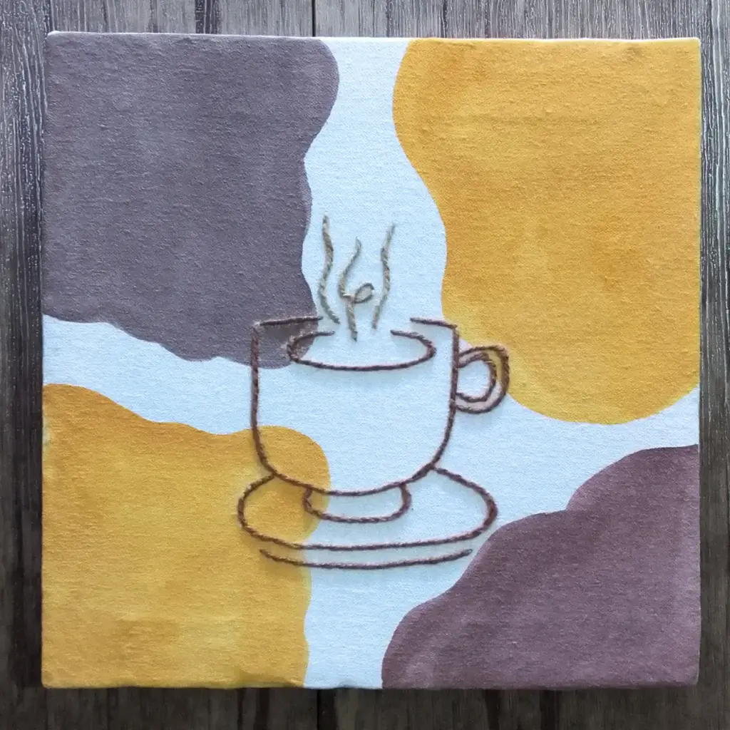 Cozy Coffee Cup – Handmade Embroidery