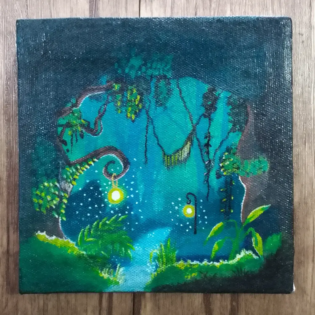 Magical Forest Cave – Handmade Acrylic Painting