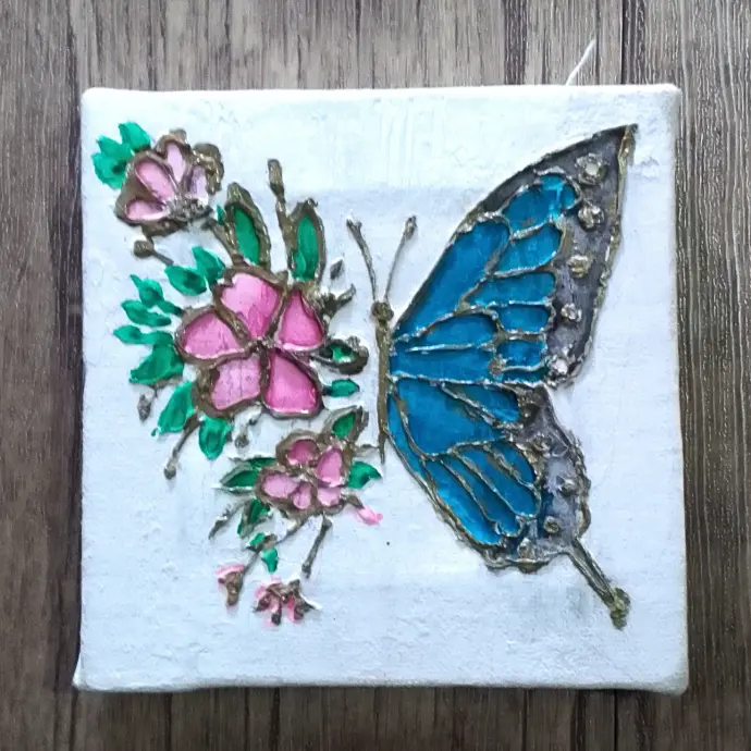 Mini Textured Butterfly & Floral Art